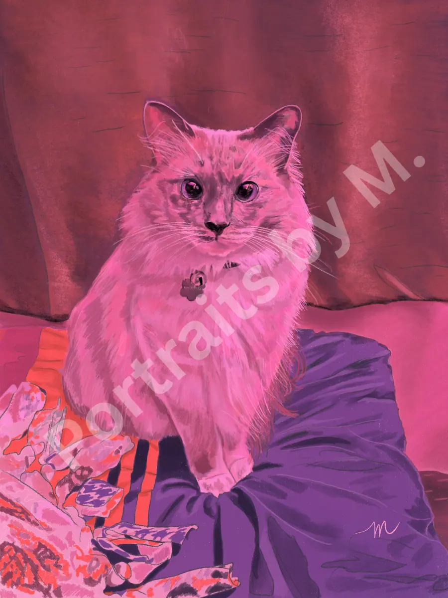 Fully detailed illustrated portrait with rich background and texture.