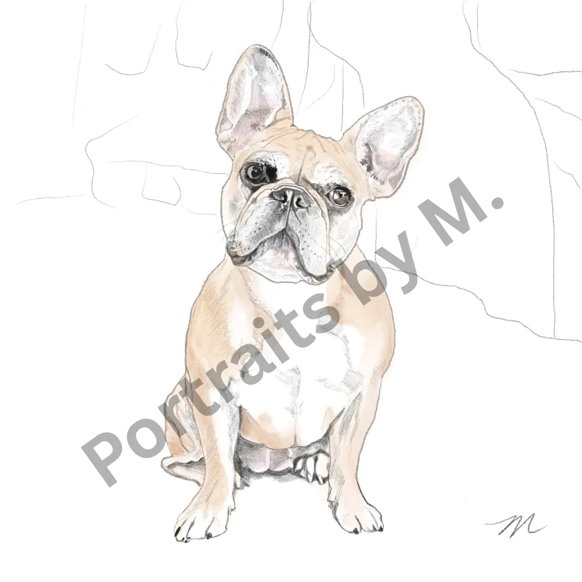Illustrated portrait of a person with a small dog, affectionate and quiet.